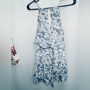 Blue and White Paisley Halter Romper